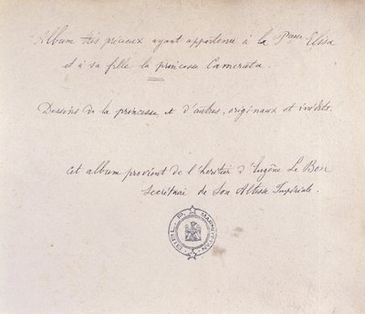 Kostbart album, som tilhørte prinsesse Elisa og hendes datter Camerata (blæk på papir) af French School