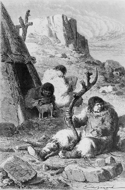 Forhistoriske kunstnere, fra LHomme Primitif af Louis Figuier, udgivet Hachette, 1870 af French School