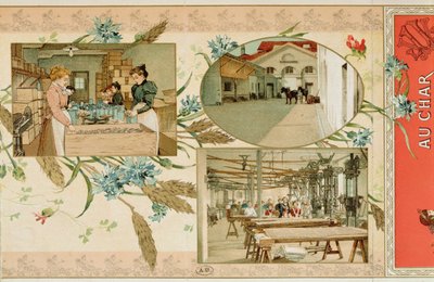 Tilberedning af pasta i en fabrik, ca. 1900 af French School