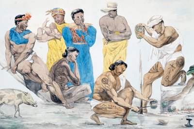Tilbereder måltid på Tahiti, 20. maj af French School