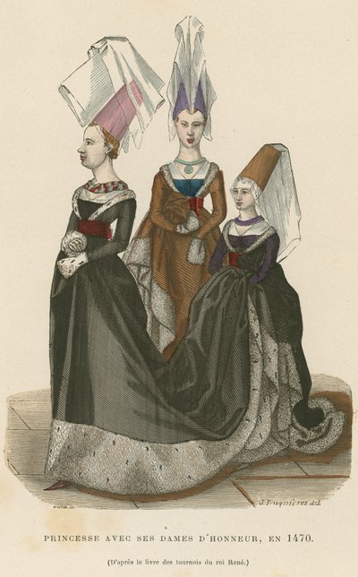 Princess with her ladies of honour, 1470  af French School