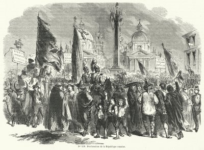 Proklamation af den romerske republik, Italien, 9. februar 1849 af French School