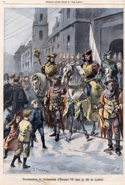Proklamation af fremtiden for Edward VII, konge af England (1841-1910) på dagen for dronning Victorias død den 22. januar af French School