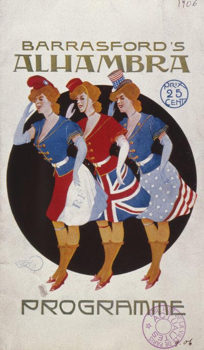 Program for Alhambra Music Hall i Paris, 1906 af French School
