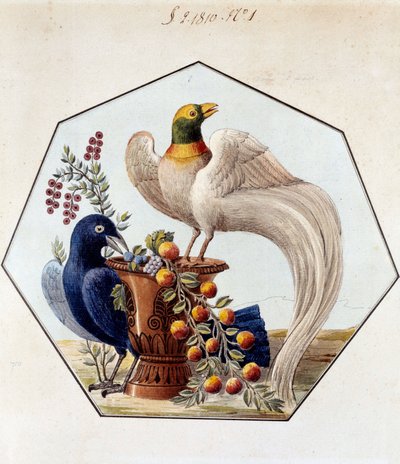 Projekt til fuglebordet i porcelæn af Alexandre Brongniart (1770-1847). 1810 Sevres, arkiver for Manufacture de Sevres af French School