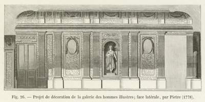 Udsmykningsprojekt til galleriet af berømte mænd; sideansigt, af Pietre, 1778 af French School