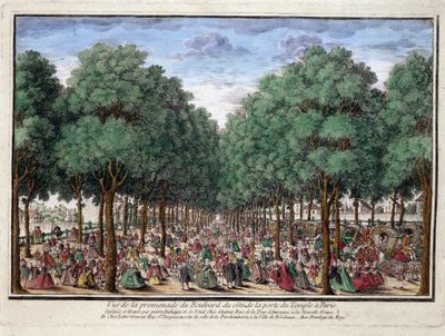 Promenade du boulevard, Porte du Temple i Paris - gravering af French School