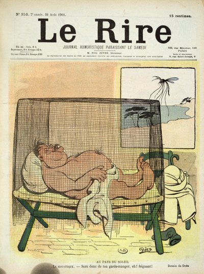 Beskyttelse mod myg i kolonierne, fra Le Rire, 31. august 1901 af French School