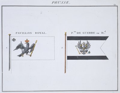 Preussiske flag, fra en fransk bog med flag, ca. 1819 af French School