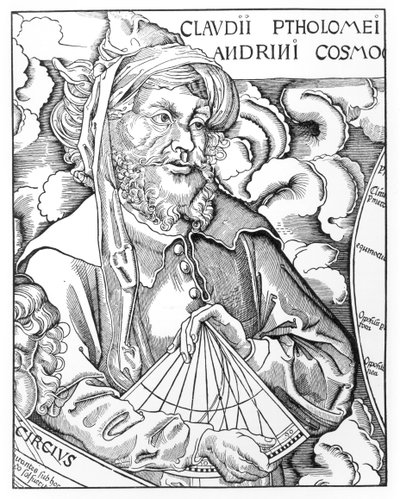 Ptolemæus (Claudius Ptolemaeus) (ca. 90-168) holder en sekstant af French School