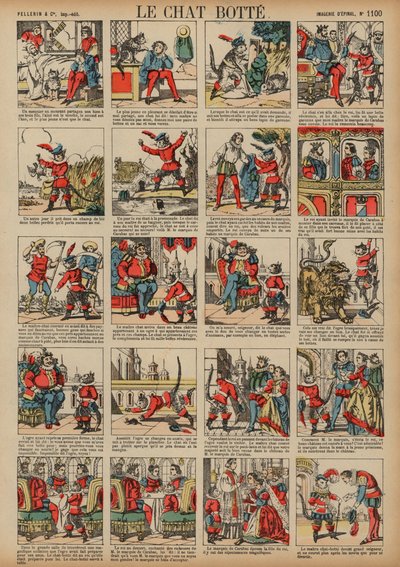 Puss in Boots (farvet gravering) af French School