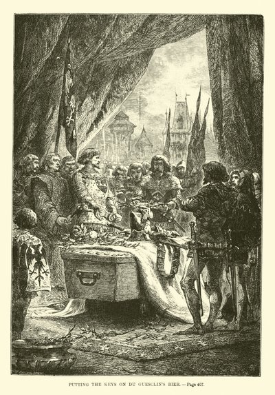 Lægger nøglerne på Du Guesclin-båren af French School