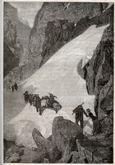 Pyrenæerne - bestigning af Pic du Midi - indgravering i "" PATRIE" - PIQUE BESKRIVELSE AF FRANKRIG I 6 BIND AF LUCIEN HUARD - slutningen af ​​1800-tallet af French School