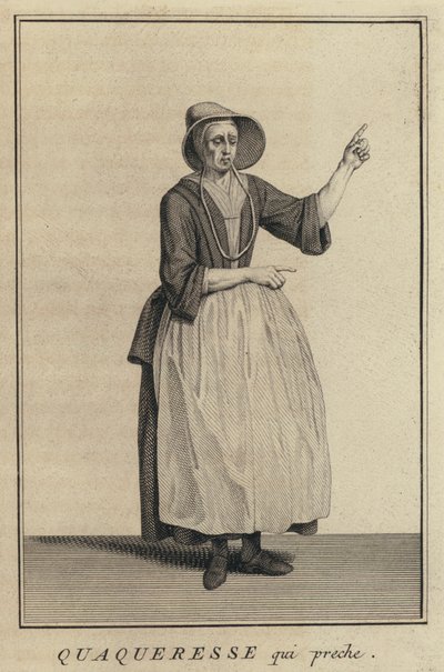 Quaker kvinde prædiker (gravering) af French School