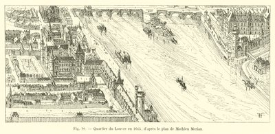 Louvre-distriktet i 1615, efter Mathieu Merians plan af French School