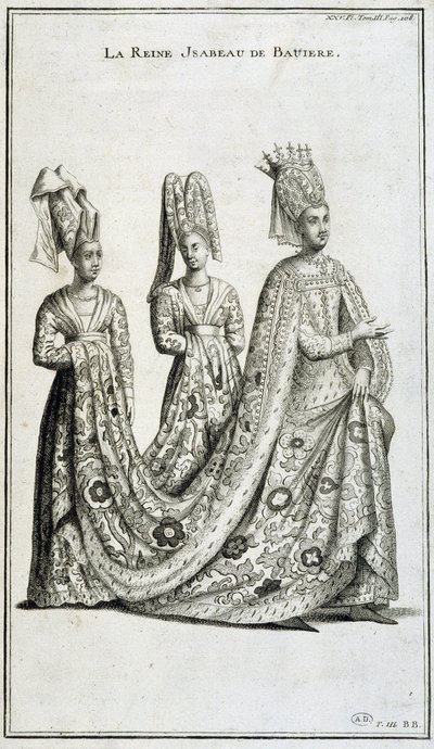 Dronning Isabeau (Isabella, Elizabeth) af Bayern (1371-1435) af French School