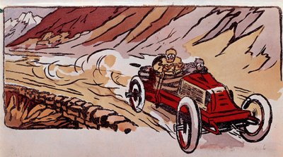 Løb mellem Paris og Wien: En Renault-bil satte hastighedsrekord på 15 timer, 46 minutter og 41 sekunder for en distance på 1419 kilometer. af French School