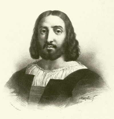 Raffaello Sanzio da Urbino, kendt som Raphael, portræt (gravering) af French School
