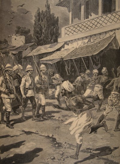 Rebellion in Bombay, illustration fra Le Petit Journal: Supplement illustre, 1898 af French School