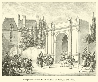 Modtagelse af Louis XVIII på Hotel de Ville, 29. august 1814 af French School