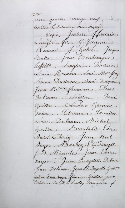Register over klagepunkter fra Taverny sogn, side 330 med underskrifter, april 1789 af French School