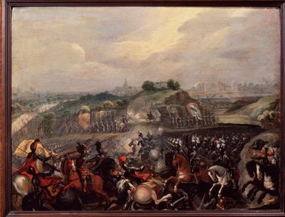 Religiøse krige: Kong Henrik IV har slaget ved Ivry den 14/03/1590 (maleri) af French School