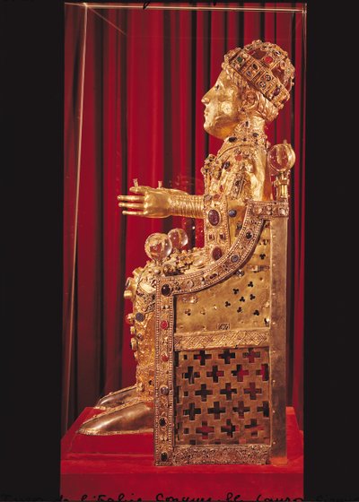 Relikviestatue af Saint Foy, ca. 980 (guld, sølv, træ, ædel- og halvædelsten) (se 121295 og 162668) af French School