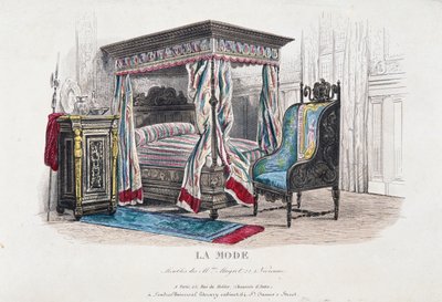Interiør i renæssancestil revideret og fortolket i smagen af Napoleon III-æraen, gravering fra magasinet La Mode (Fashion), Frankrig af French School