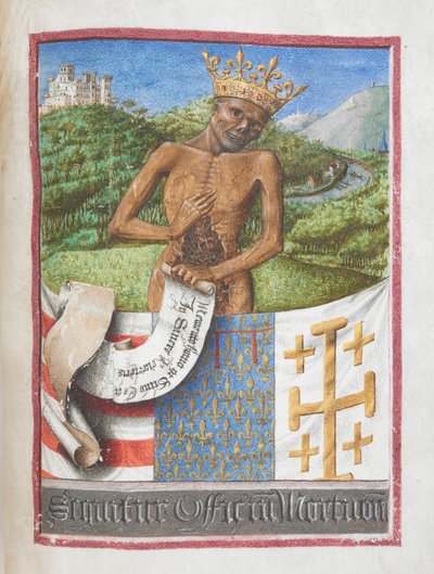 Rene, hertug af Anjou som et kronet skelet, fra René af Anjou