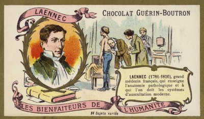 Rene Laennec, fransk læge og opfinder af stetoskopet (chromolitho) af French School