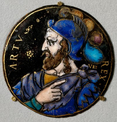 Repræsentation af kong Arthur, legendarisk konge af bretonerne (6. århundrede). Medaljon i e-mail fra Limoges fra det 16. århundrede. Hør, National Renaissance Museum af French School