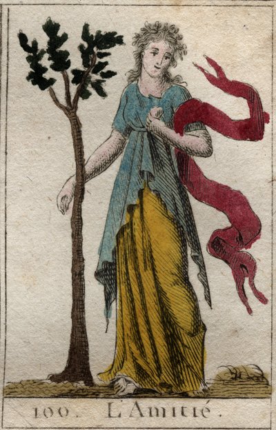 Repræsentation af venskab. Fra "Mythology of Youth" af Pierre Blanchard 1803. af French School