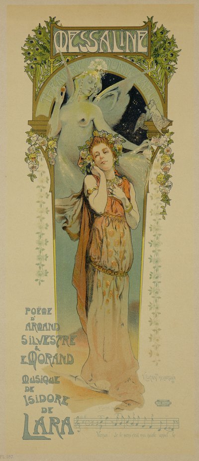Gengivelse af en plakat, der reklamerer for operaen Messaline, Casino de Monte Carlo, 1898 af French School
