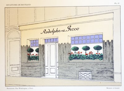 Restaurant, tallerken 13, illustration fra Devantures de Boutiques af Louis-Pierre Sezille, Paris, 1927 af French School