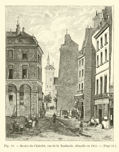 Rester af Chatelet, rue de la Saulnerie, revet ned i 1855 af French School