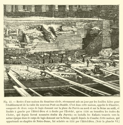 Rester af et hus fra det tolvte århundrede, som for nylig blev gravet frem ved udgravninger foretaget med henblik på etablering af landfæstet til den nye Pont-au-Double af French School