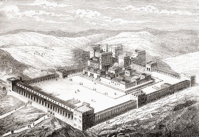 Restaureret andet tempel, som erstattede Salomons tempel, Jerusalem, fra Les Merveilles de la Science, pub.1870 af French School