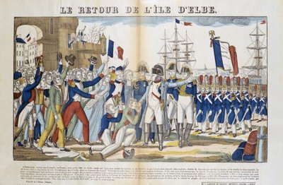 Napoleon Bonapartes (1769-1821) tilbagevenden fra sit eksil til Elba-øen i 1815. Billede af Epinal af French School