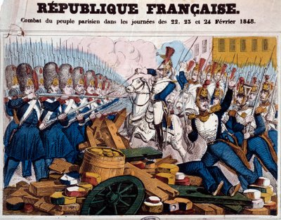 Revolutionen i 1848: det parisiske folks kamp på barrikaderne på dagene den 22., 23. og 24. februar af French School