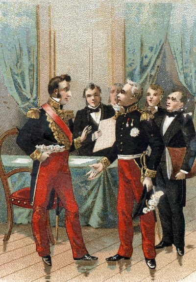 Revolution i juli 1830: "" Du er den bedste af republikkerne"" sætning sagt af La fayette (Lafayette) til hertugen af Orleans, som blev Louis Philippe I (1773-1850), konge af franskmændene, den 26. juli 1830 . af French School