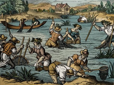 River Fishing, fra 1584 (gravering) af French School