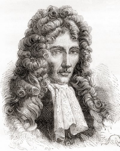 Robert William Boyle, anglo-irsk naturfilosof, kemiker, fysiker og opfinder, fra Les Merveilles de la Science, pub.1870 af French School