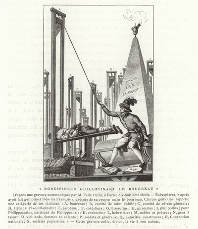 Robespierre guillotinerer bødlen, den franske revolution af French School