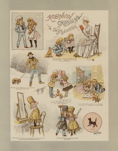 Robinson Crusoe (farve litho) af French School