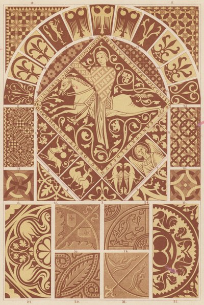 romersk-gotisk kunst (farve litho) af French School