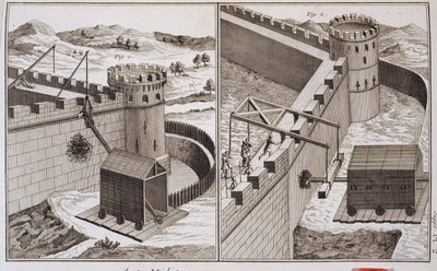 Roman Battering Rams, fra Encyclopedie des Sciences et Metiers af Denis Diderot (1713-84), udgivet ca. 1770 af French School