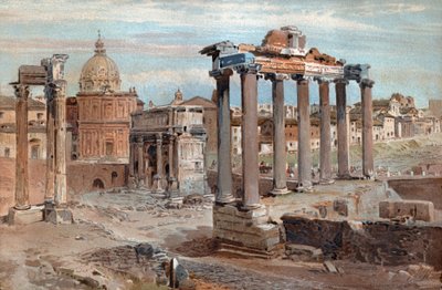 Forum Romanum. romersk forum. (akvarel, omkring 1900) af French School