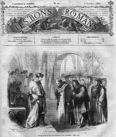 Romanføljeton: "" Notre Dame de Paris"" af Victor Hugo (1802-1885). Indgravering i ""Gode romancer"" af French School