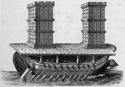 Romersk skib et tårne. Indgravering i "La Marine et les kolonier: handel af French School