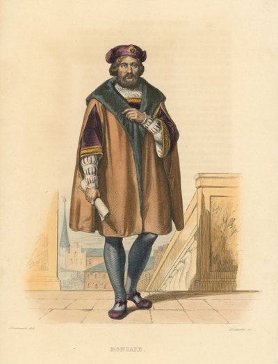 Ronsard (farvet gravering) af French School